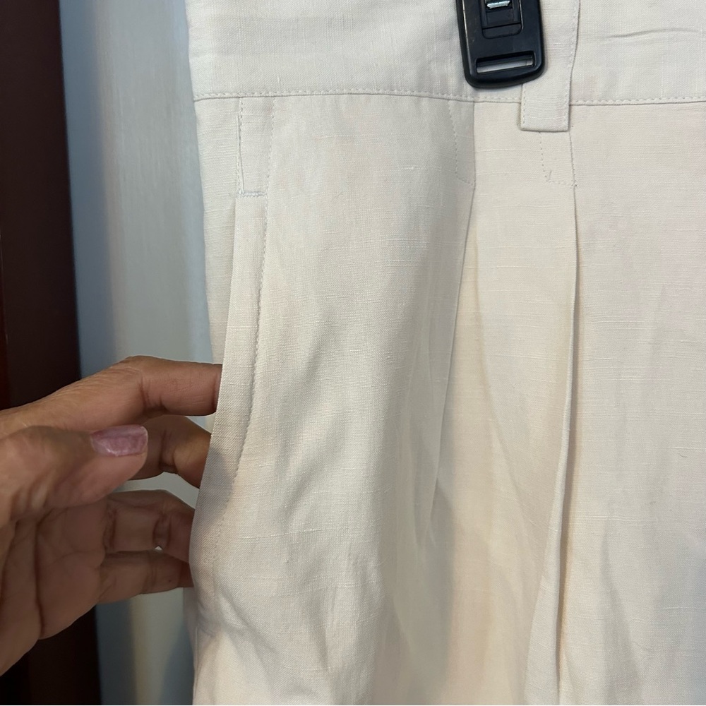 THE COLLECTION Silk Linen Blend Men's Ivory Pleated Shorts Lightweight Size 38 - Picture 4 of 9